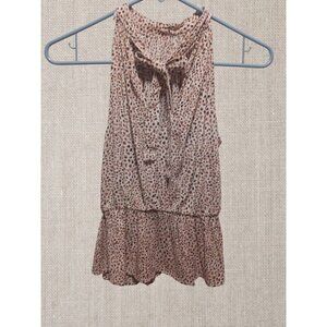 Japna Womens Sleeveless Tiered Leopard Print Blouse Size Small
